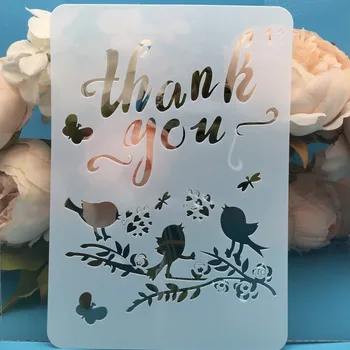 

20x14cm Thank You Bird DIY Layering Stencils Wall Painting Scrapbook Coloring Embossing Album Decorative Card Template