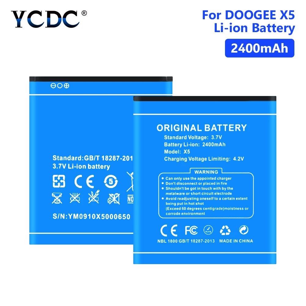 

High Quality 3.7V 2400mAh Battery For DOOGEE X5 X5 Pro Lithium Polymer Mobile Phone Replacement Bateria Batteries