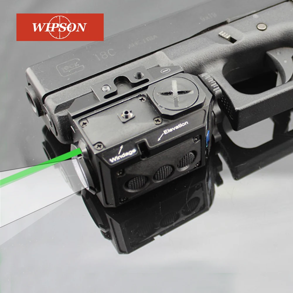 

WIPSON Optics Blackout Tactical Pistol Handgun Weapon Flashlight With Green Laser Dot Sight Fit 20mm Weaver Rail For Glock 17 19