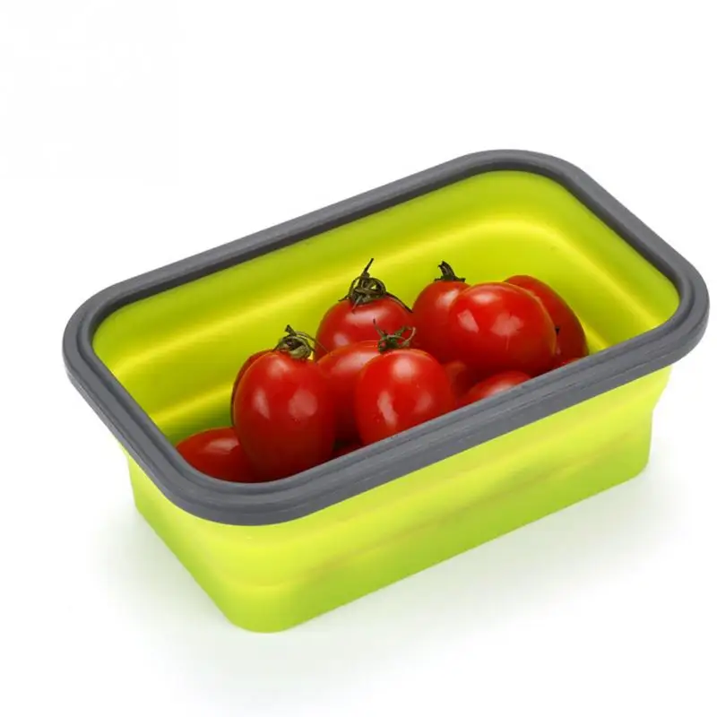 

New Silicone Lunch Box Portable Bowl Colorful Folding Food Container Lunchbox 350/500/800/1200ml Eco-Friendly