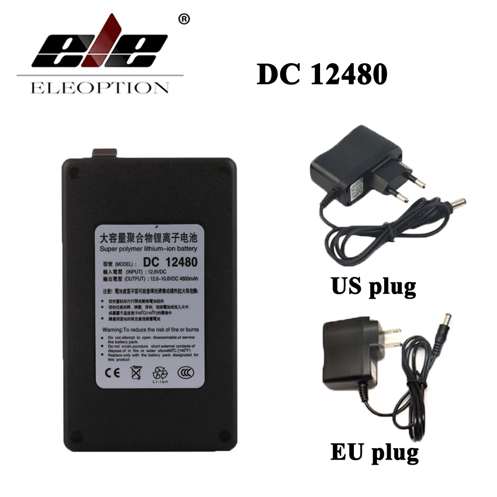 ELEOPTION Черный DC 12 В 4800 мАч DC 12480 Перезаряжаемые Портативный литий-ионный Батарея для видеонаблюдения Камера передатчик
