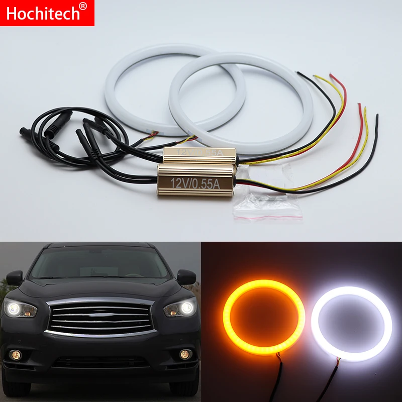 for Infiniti JX35 2011 2013 White &amp Amber Dual color Cotton LED Angel eyes kit halo ring DRL Turn signal light | Автомобили и