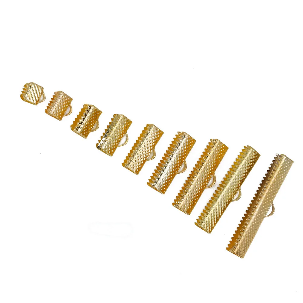 DoreenBeads Iron Based Alloy Gold silver color Briefcase Cord Ribbon Crimp End For Jewelry Necklace Bracelet Mixed Size 1 Set | Украшения и