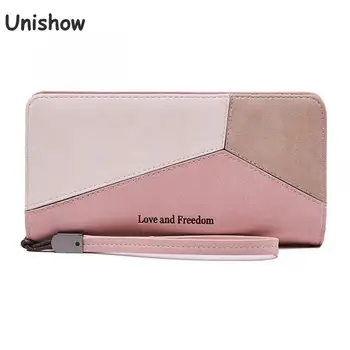 

Unishow Wristband Women Wallet Large Capacity Vintage Lady Phone Clutch Purse Long Patchwork Female Wallet Coin Purse