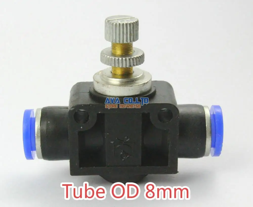 5 Pieces Tube OD 8mm Air Flow Speed Control Valve Pneumatic Connector
