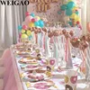 WEIGAO Donut Party Plate Cup Napkins Tablecloth Banner Birthday Party Disposable Tableware Set 1st Birthday Decor Party Supplies ► Photo 2/6