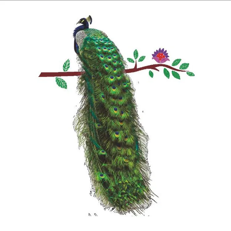 

1 PCS Peacock Stand Wall Sticker Green Sticker For Bedroom Living Room Blank Background DIY Home Decor 30*90CM HANDANWEIREN