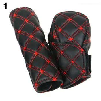

2Pcs Antiskid and sweat absorption Car Faux Leather Gear Shift Knob Cover Hand Brake Gear Head Shift Knob Cover Sleeve