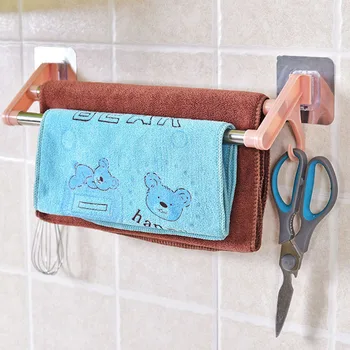 

Kitchen Organizer Towel Rack Stainless Steel No trace Sticker Multipurpose Door Bar Hanger Sponge Holder Bathroom Storage Rack