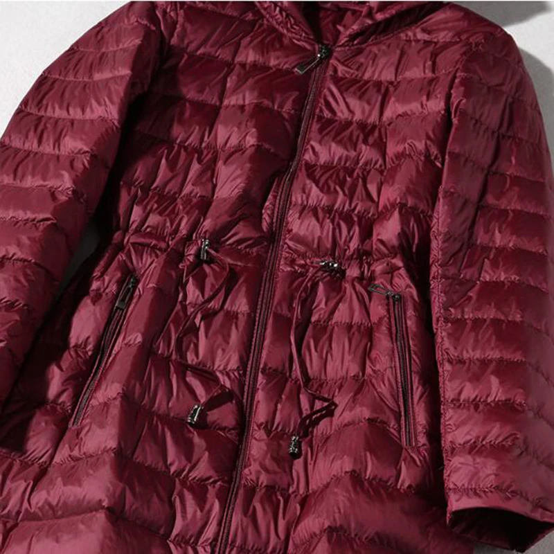 SEDUTMO, зимние длинные женские пуховики, ультра-светильник, пуховик с капюшоном, теплая тонкая осенняя куртка-пуховик, верхняя одежда ED499