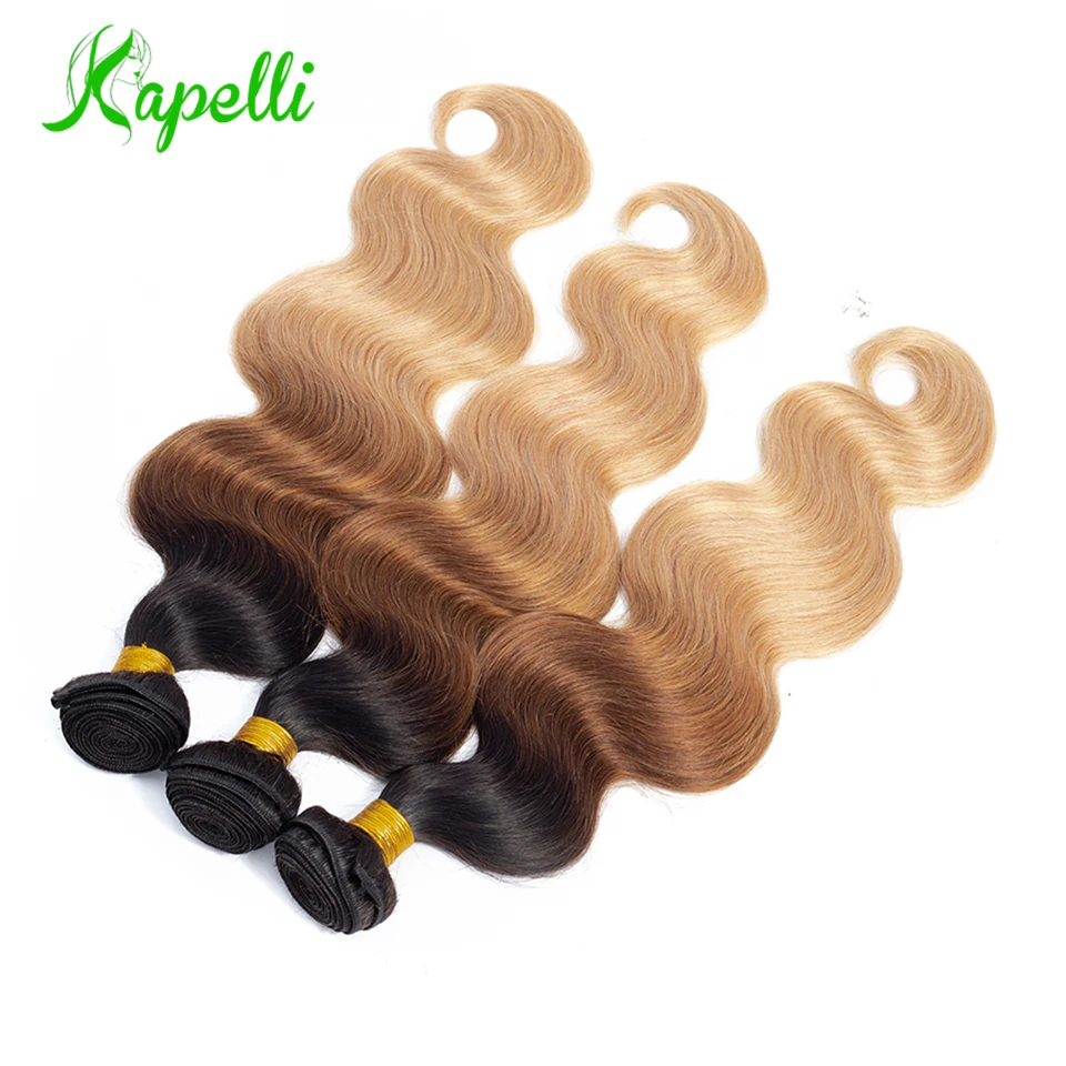 3Bundles Blonde Brazilian Body Wave With Closure Ombre Bundles With Closure 4Pcs 1B/30/27 3 Tone Human Hair Extension Remy Hair 3Bundles Blonde Brazilian Body Wave With Closure Ombre Bundles With Closure 4Pcs 1B/30/27 3 Tone Human Hair Extension Remy Hair
