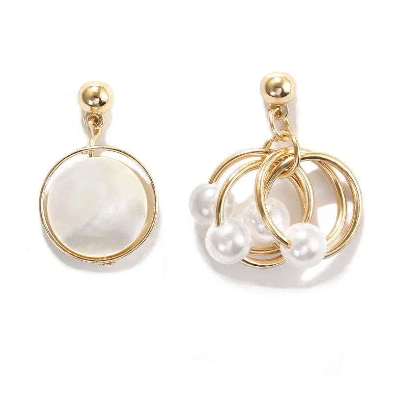 

Korean Female Earrings 925 Sterling Silver Needle Temperament Opal Asymmetric Fashion Pearl Stud Earrings