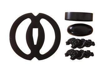 

LYUESWORD Japanese Samurai Sword Accessories New Iron Tsuba Fuchi Kashira Menuki Metal Fittings Black