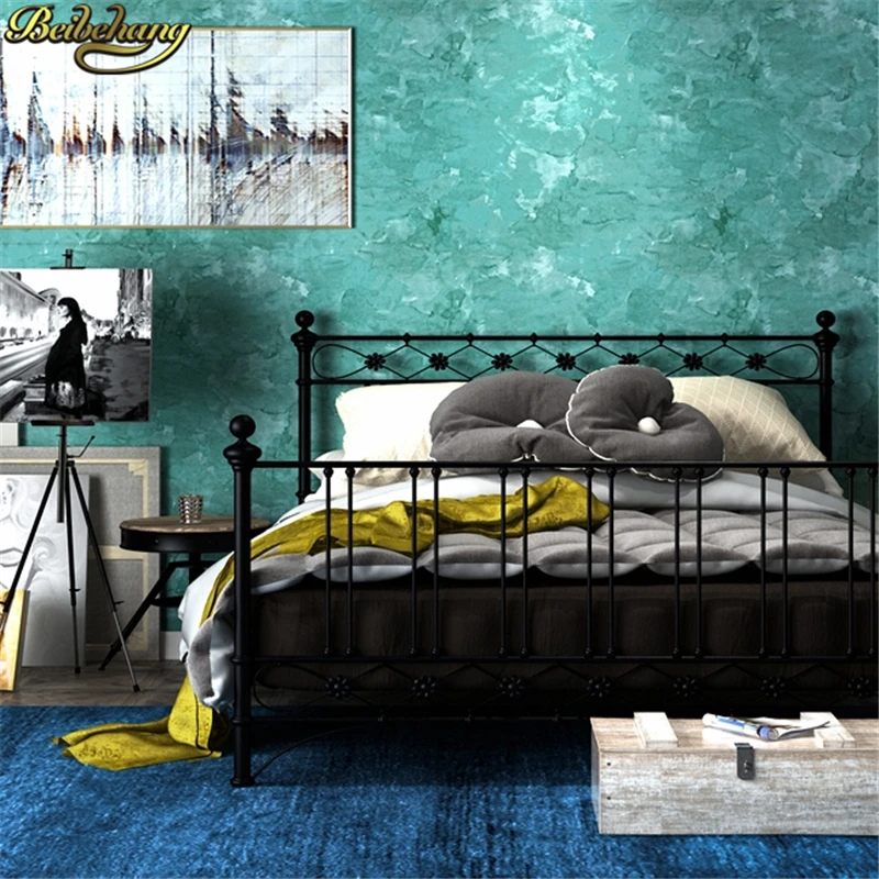 beibehang Vintage gray cement wallpaper plain mottled wallpaper Nordic living room restaurant clothing store blue wallpaper