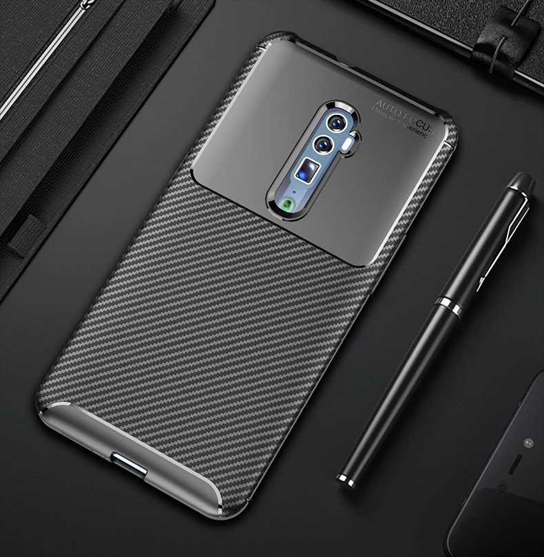Роскошный чехол для OPPO Reno 3 Pro Z 2 2Z 2F 10X ZOOM мягкий силиконовый из углеродного