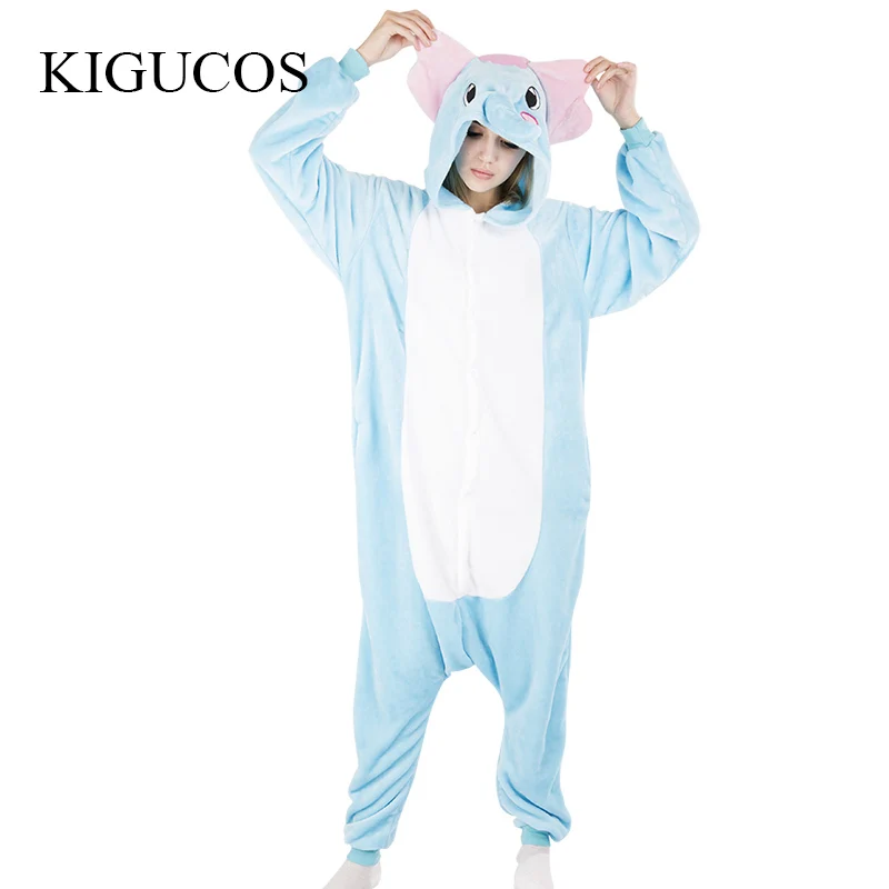

KIGUCOS Halloween Party Costumes All in One Onesies Elephant Cartoon Anime Pijama Women Cute Soft Sleepwear 2 Colors Available