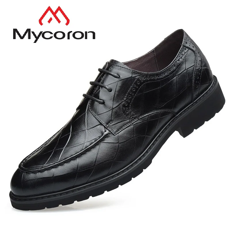 

Mycoron Luxury Fashion Brand Handmade Plaid Carved 100% Genuine Leather Men'S Pointed Toe Comfortable Business Casual Shoes