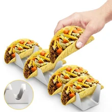 Горячая Нержавеющая сталь Тако Держатель подставка, лоток для установки в стойку для печь Посудомоечная машина ресторан 34*6,6*4,8 см