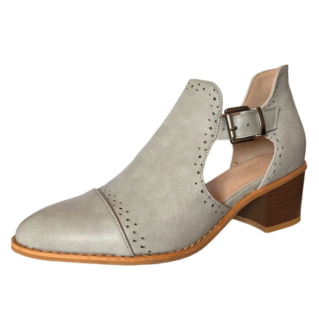 

Womens High Heels Booties For Women Platform High Heels Female Shoes Woman Buckle Short Leather Boots Casual Black Shoes