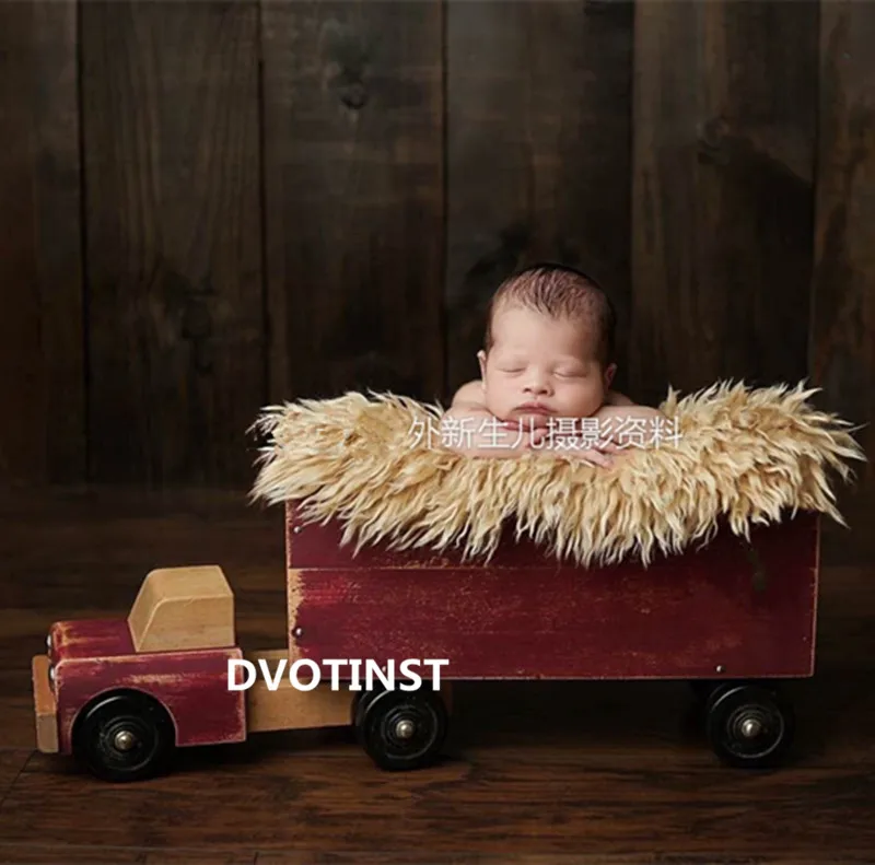 

Dvotinst Newborn Photography Props Wooden Posing Truck Lorry Van aBasket for Baby Solid Wood Accessories Studio Shoot Photo Prop