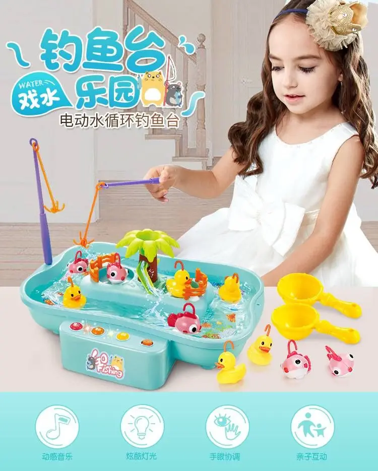 Water Rotating Fishing Toy with Music and Light Duck Games Electric Fish for Children Kids Girl Boys Toys | Игрушки и хобби