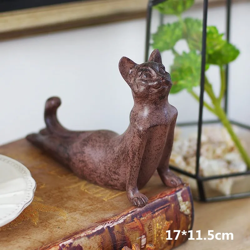 Винтажная статуя кота для йоги, медитация, фигурка современного животного, украшения для дома, подарки для лучших друзей, изделия из смолы, искусство и ремесло L3154