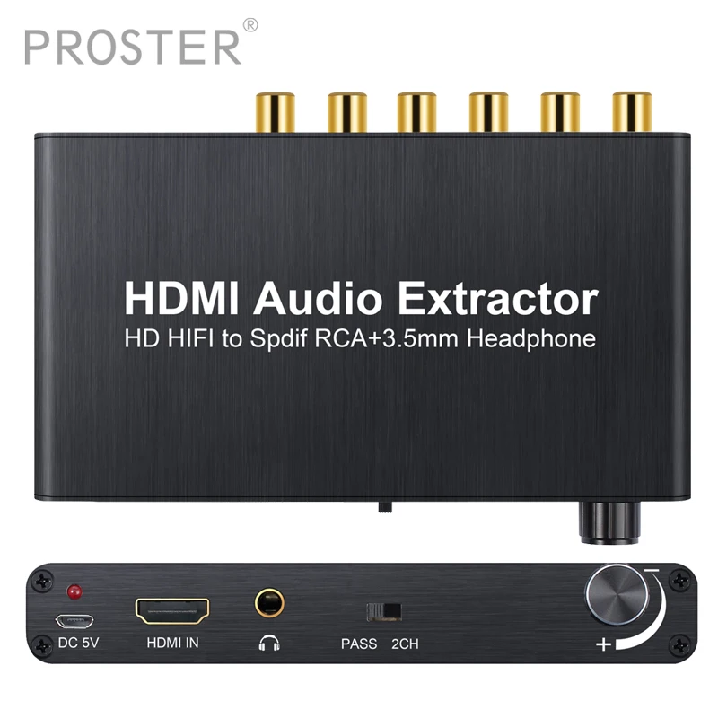 

4K 3D With Volume Control Audio Extractor HDMI to HDMI With Optical Toslink Analog 5.1CH 2.0CH Audio Splitter For Blu-Ray