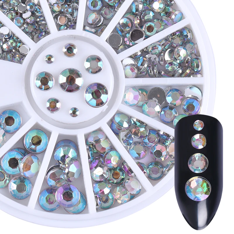 

3D Nail Art Decoration DIY Nail Art Wheel Tips Crystal Glitter Rhinestone Stone white AB Color Acrylic Nail Drill Accessories