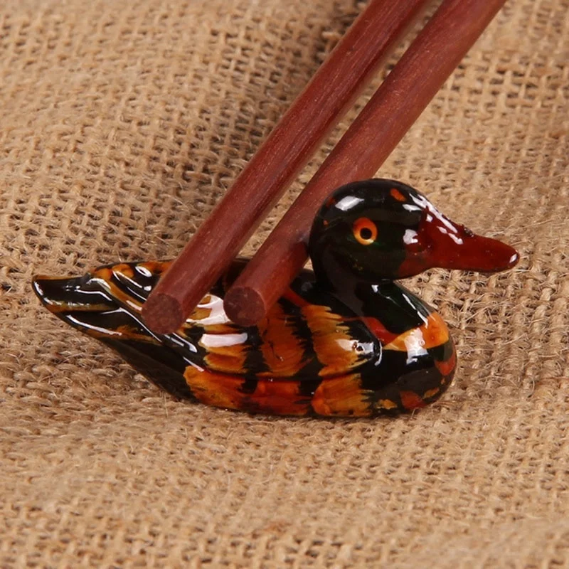 Cute Duck shape ceramic Chopstick Stand spoon holder Chop stick Kitchen Art Craft Chinese hand painted ornaments|chop sticks|ceramic