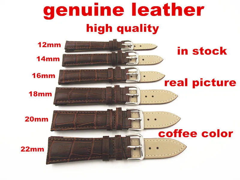 

Wholesale 30PCS/lots High quality 12MM,14MM,16MM,18MM,20MM,22MM genuine cow leather Watch band watch strap
