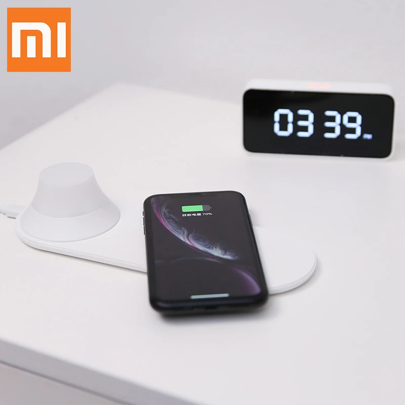 Original Xiaomi LED lights wireless charger Fast Charge for iPhone Samsung Nokia Google Sony Wireless phone Quick charge base