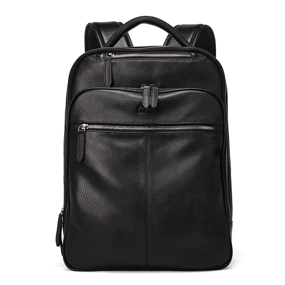

BOSTANTEN Genuine Leather Backpack for Men Slim 15.6 Inch Laptop Large Capacity Business Travel Bag Black