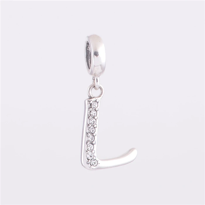 

Sterling Silver 925 Fits Chamilia Charms Bracelet Fashion L Letter Silver Charm Beads European Style Women DIY Making Jewelry