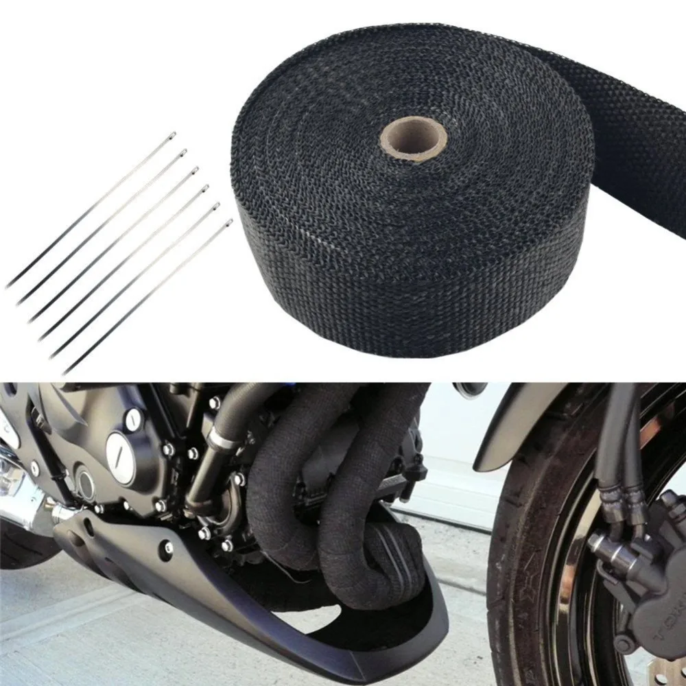 

2"x5m Exhaust Pipe Header Heat Wrap Resistant Downpipe 10 Stainless Steel Ties 5mx5cmx2mm