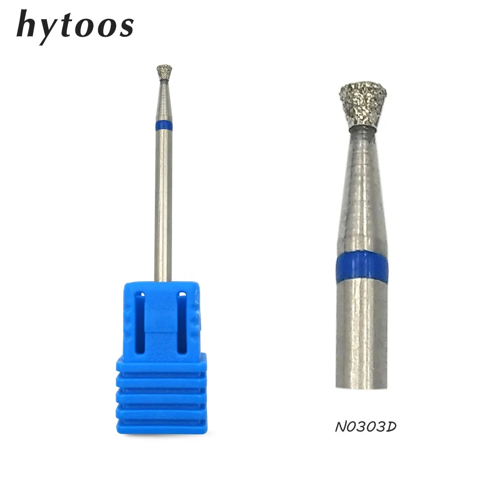 

HYTOOS Inverted Cone Diamond Nail Drill Bit 3/32" Rotary Cuticle Clean Burr Manicure Bits Drill Accessories Nail Mills Cutter