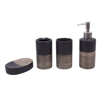 

4Pcs Porcelain Bathroom Set European Bathroom Ceramic Liquid Soap Dispenser Porcelain Soap Toothbrush Holder Home Decoration