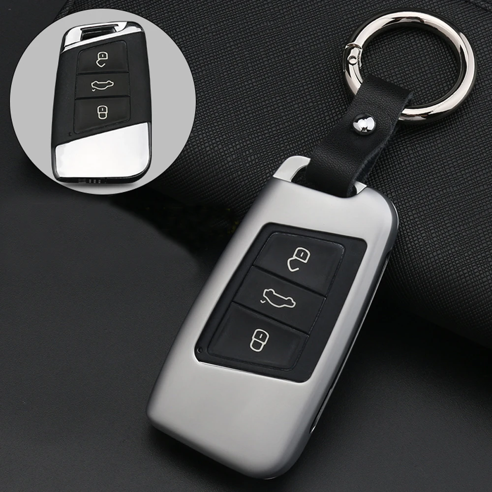 

Gold Zinc alloy Smart key fob Remote 3 Buttons Key Car Cover For Volkswagen VW Magotan Passat B8 Skoda A7 key case shell set