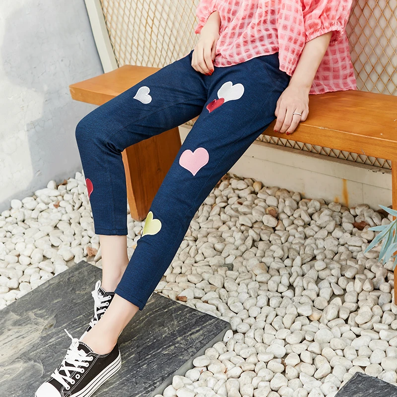 

Princess sweet lolita pants summer sweet hit color heart shaped embroidery high personality elastic waist pencil pants VC193
