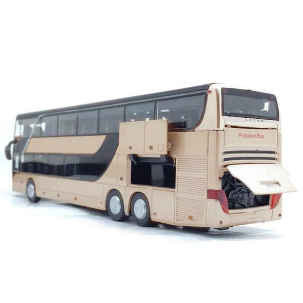 1:32 Сплав двойной слой автобус Вытяните назад модель милый ночной вид Коллекционная литая игрушка AN88