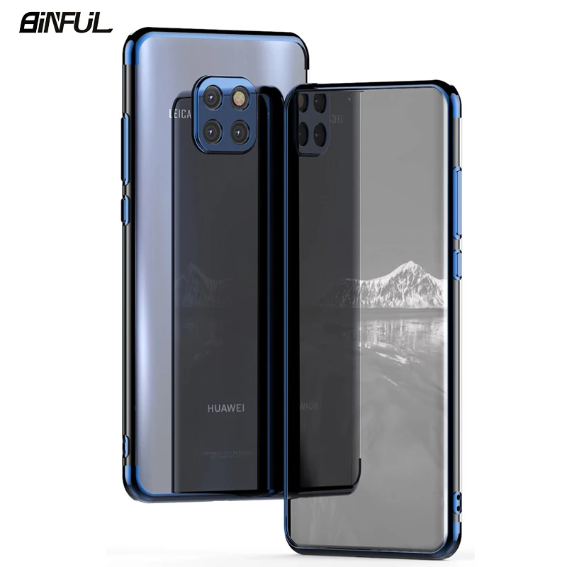 

Huawei Mate 20 Pro Case Cover Transparent Plating TPU Soft Silicone Slim Back Cover For Huawei Mate20 X 20 Pro RS Phone Coque