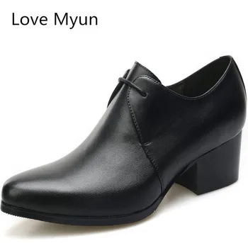 

New Fashion high heels mens genuine leather career work shoes men height increase fashion oxford wedding shoes man chelsea shoes