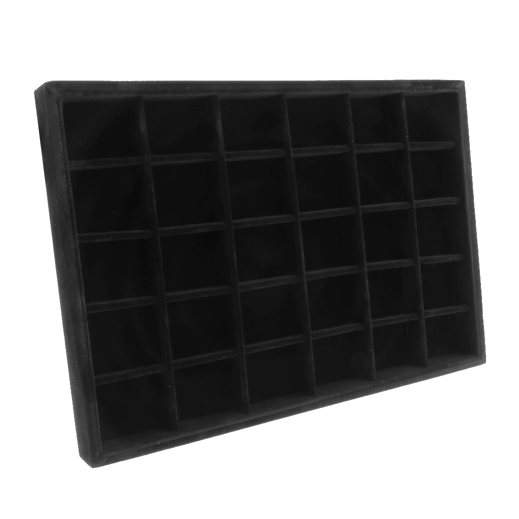 30 Compartments Velvet Bracelet Bangle Watch Jewelry Display Tray Holder for Personal Use Shop Display Large storage capacity
