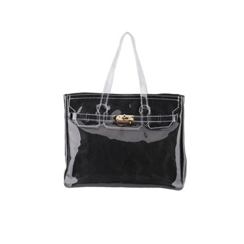 

Fashion Kraft Paper Shoulder Bags For Women Handbags Bags Pvc Transparent Bag Large Capacity Tote Bag