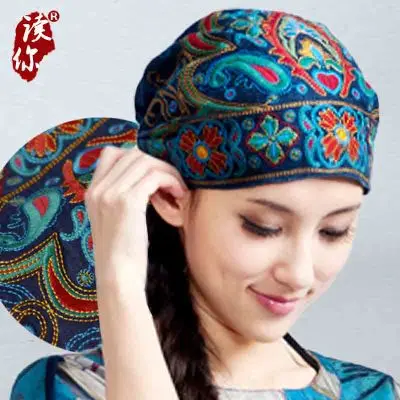 

Mexican Style Spring And Autumn Ethnic Vintage Embroidery Flowers Bandanas Original Red Blue Print Hat Cat Free Shipping