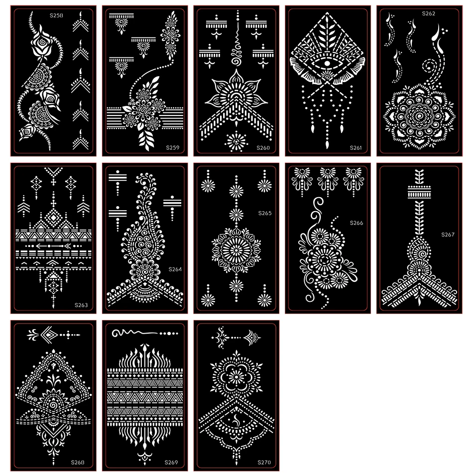 10 шт. индийские искусственные татуировки с искусственной хной|tattoo shader|stencil art for