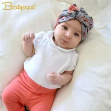 New Floral Print Baby Girl Hat with Bow Cotton Bohemia Turban Infant Beanie Baby Cap 1 PC