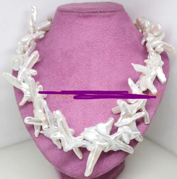 

bjc 000683 real white baroque cross pearl handmade strands necklace