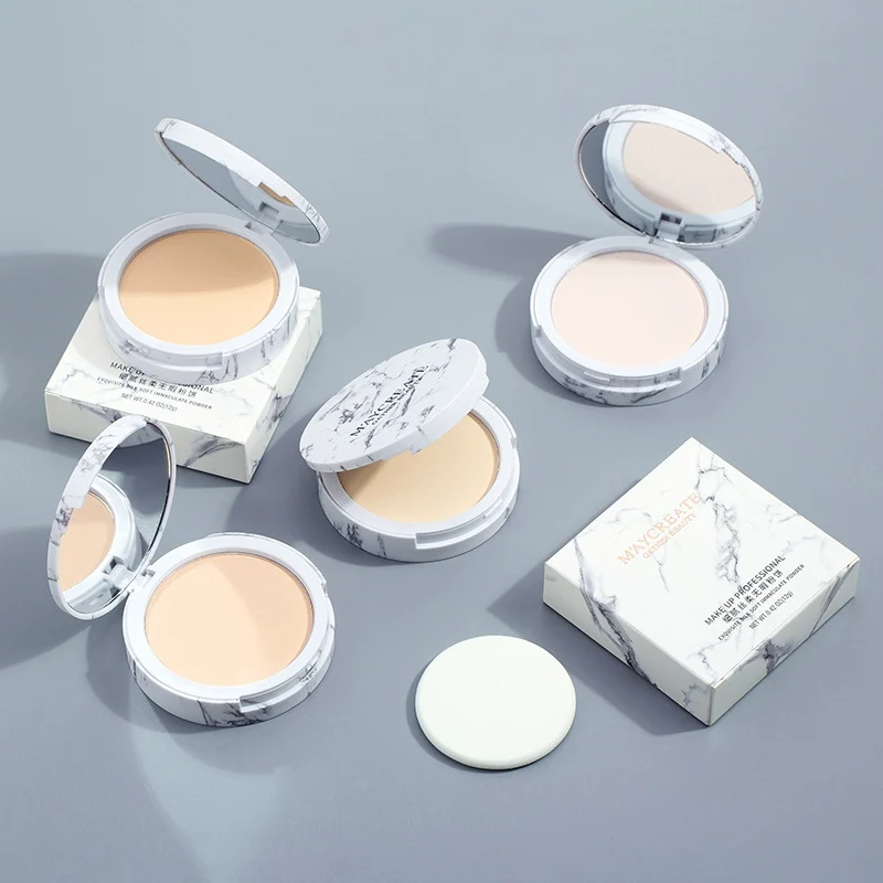 Oil-control Brighten Concealer Natural Face Powder Foundations Whitening Make Up Pressed Powder Face Make up