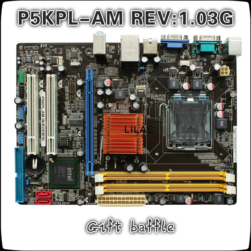 

Original For ASUS P5KPL-AM REV 1.03G Desktop motherboard LGA 775 DDR2 Gift baffle