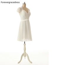 Forevergracedress 2017 Lace Bridesmaid Dress Cap Sleeve Short Chiffon Wedding Party Dress Plus Size Custom Made